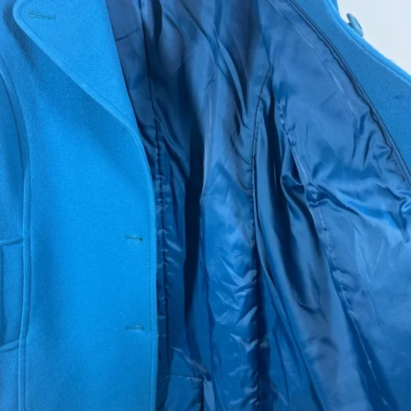 Vintage L.L.Bean Blue 100% Lambswool Coat Classic Winter Overcoat Jacket Size 20 - Picture 9 of 16